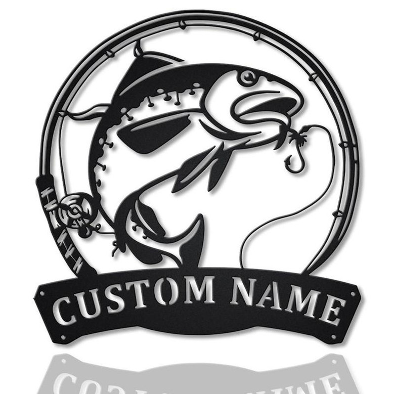 Personalized Atlantic Cod Fishing Fish Pole Metal Sign Art | Custom Atlantic Cod Fishing Metal Sign | Fishing Gift | Decor Decoration