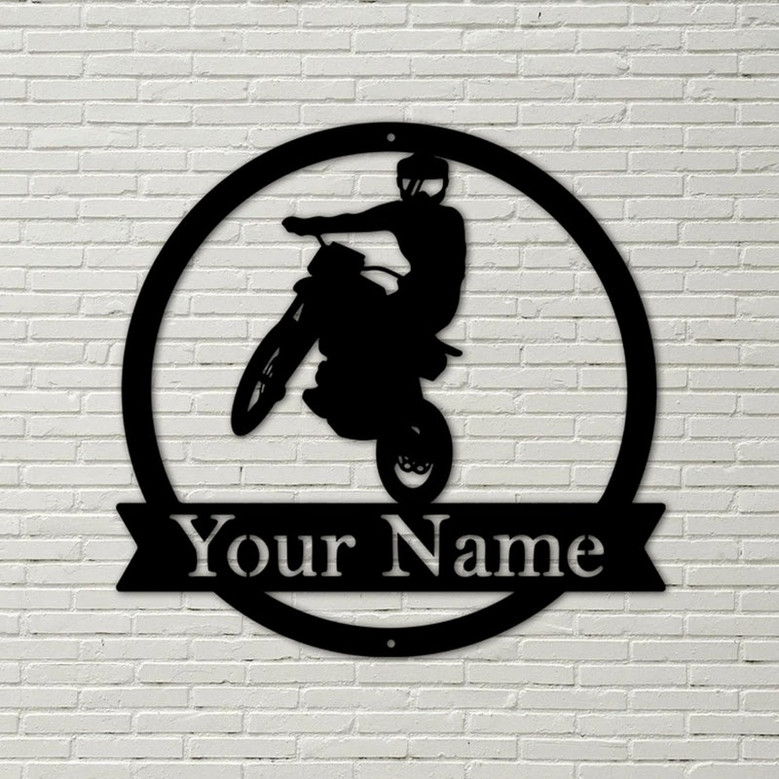 Dirt bike motorcycle sign. Wall art sign. Home rustic cabin decoration, personalized metal dirt bike decor