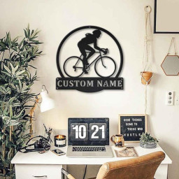 Women Cycling Monogram Metal Sign Art,Women Cycling Metal Sign, Housewarming Outdoor Metal