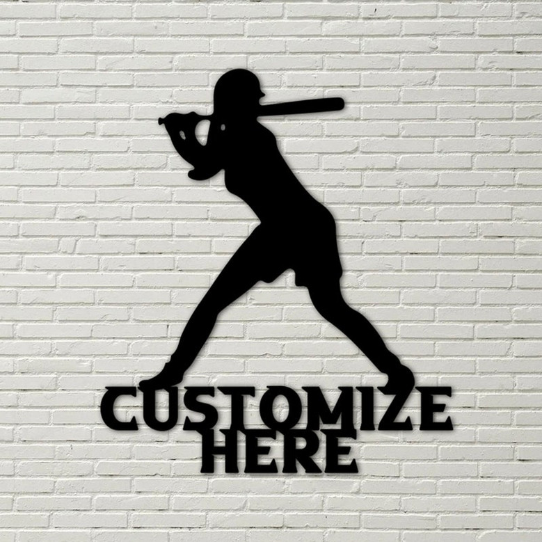 Customizable Softball Pitcher Sign, Metal Softball Decoration Sign