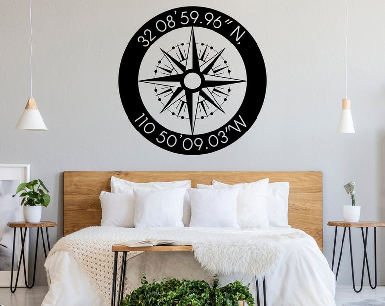 Personalized Nautical Compass Metal Sign-Compass Monogram Custom Metal wallart-GPS Coordinates sign-name sign-Custom Compass Rose Metal Sign