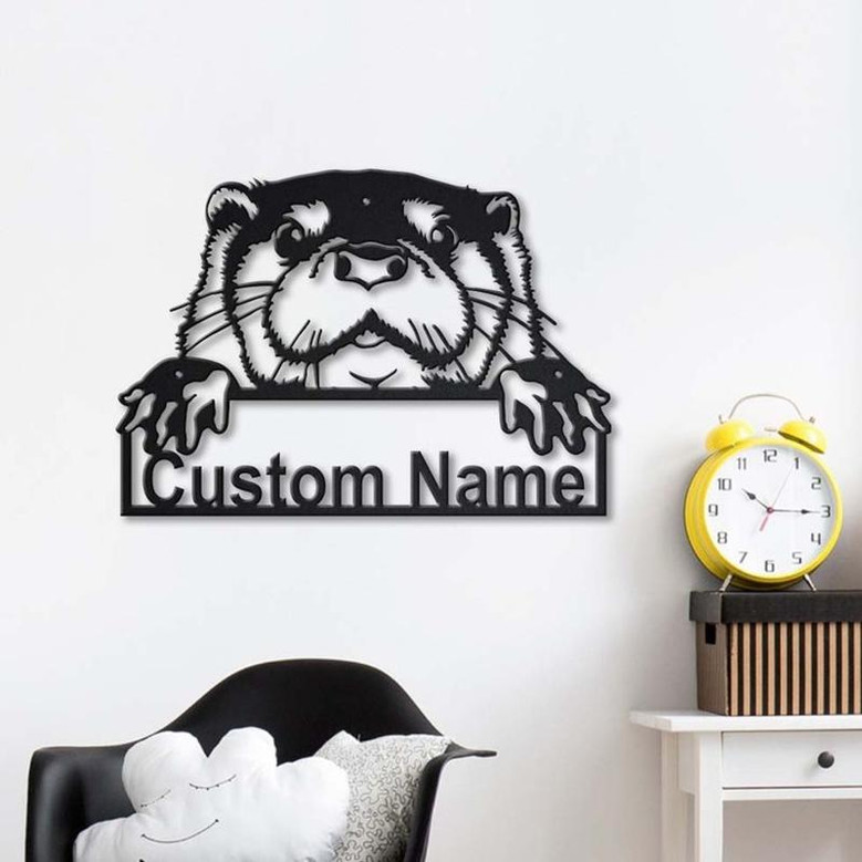 Personalized Otter Animal Metal Sign Art | Custom Otter Animal Metal Sign | Animal Funny | Pets Gift | Birthday Gift