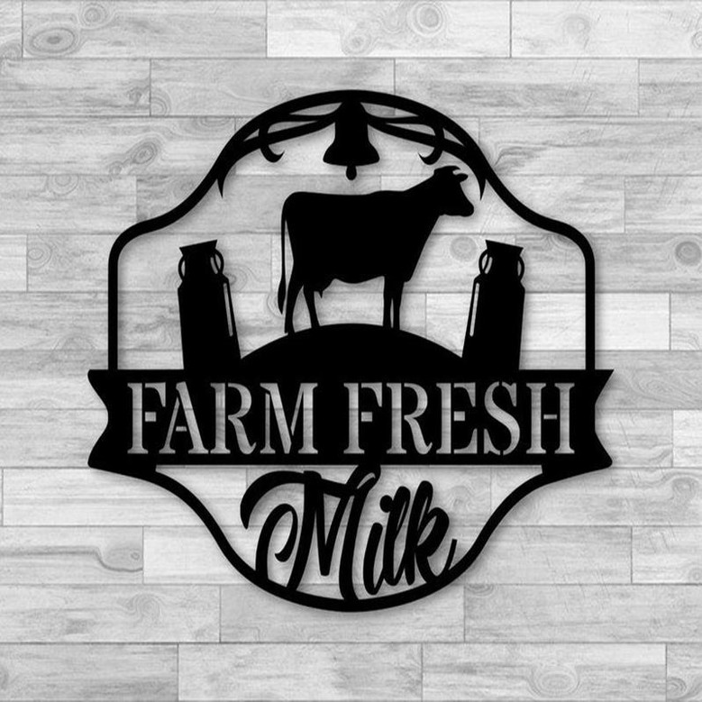 Farm Fresh Milk Metal Sign Farmhouse Wall Decoration Shabby Chic Decor