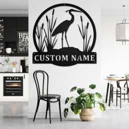Custom Crane Bird Metal Wall Art, Personalized Crane Name Sign Decoration For Room, Crane Home Decor, Custom Crane, Crane Animal Lover