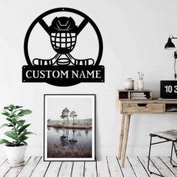 Custom Name Sign, Personalized Hockey Name Sign, Personalized Metal Name Sign, Hockey Wall Hanger, Nursery Decor, Sports Home Decor, Gift
