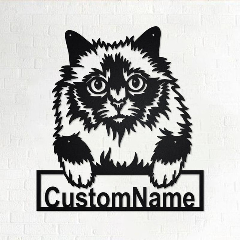 Custom Holy Burma Cat Metal Wall Art, Personalized Holy Burma Cat Name Sign Decoration For Room, Holy Burma Cat Home Decor,Custom Holy Burma