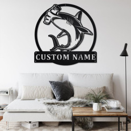 Custom Hammerhead Shark Metal Wall Art, Personalized Shark Name Sign Decoration For Room, Shark Metal Home Decor, Custom Hammerhead Shark