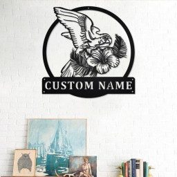 Parrot With Tropical Personalized Metal Sign | Parrot Metal Wall Art | Parrot Metal Wall Decor | Parrot Lover Gift | Parrot Decoration