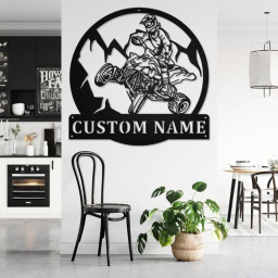 Custom Quad Biker ATV Metal Wall Art, Personalized Quad Biker Name Sign Decoration For Room, Quad Biker Metal Home Decor, Custom Quad Biker
