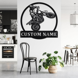 Custom Motocross Dirt Bike Metal Wall Art, Personalized Dirt Bike Name Sign Decoration For Room, Dirt Bike Home Decor, Custom Dirt Bike