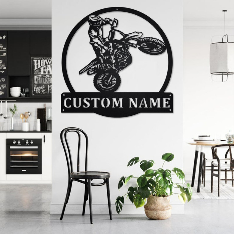 Custom Motocross Dirt Bike Metal Wall Art, Personalized Dirt Bike Name Sign Decoration For Room, Dirt Bike Home Decor, Custom Dirt Bike