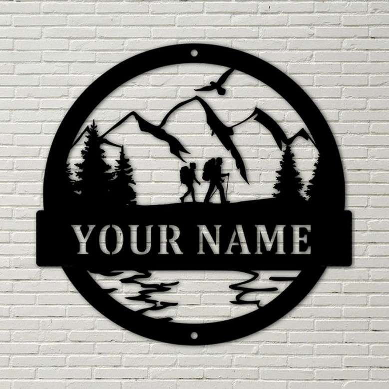 Hiking Great Outdoor Monogram Sign, NEW, Great Outdoor, Hiking In Woods, Cabin Sign, Family Name Hiking Sign, Personalized Hiking Sign