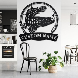 Custom Snakehead Fish Metal Wall Art, Personalized Snakehead Fish Name Sign Decoration For Room, Fishing Metal Home Decor, Custom Snakehead