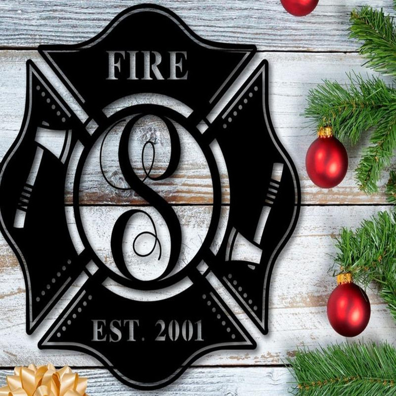 Personalized Metal Maltese Cross Sign | Firefighter Gift | First Responder Gift | Fireman Metal Art | Fireman Sign with Last Name | Fireman