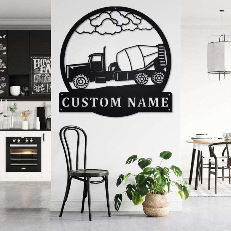 Custom Concrete Truck Metal Wall Art, Personalized Truck Driver Name Sign Decoration For Room, Concrete Truck Home Decor, Custom Truck