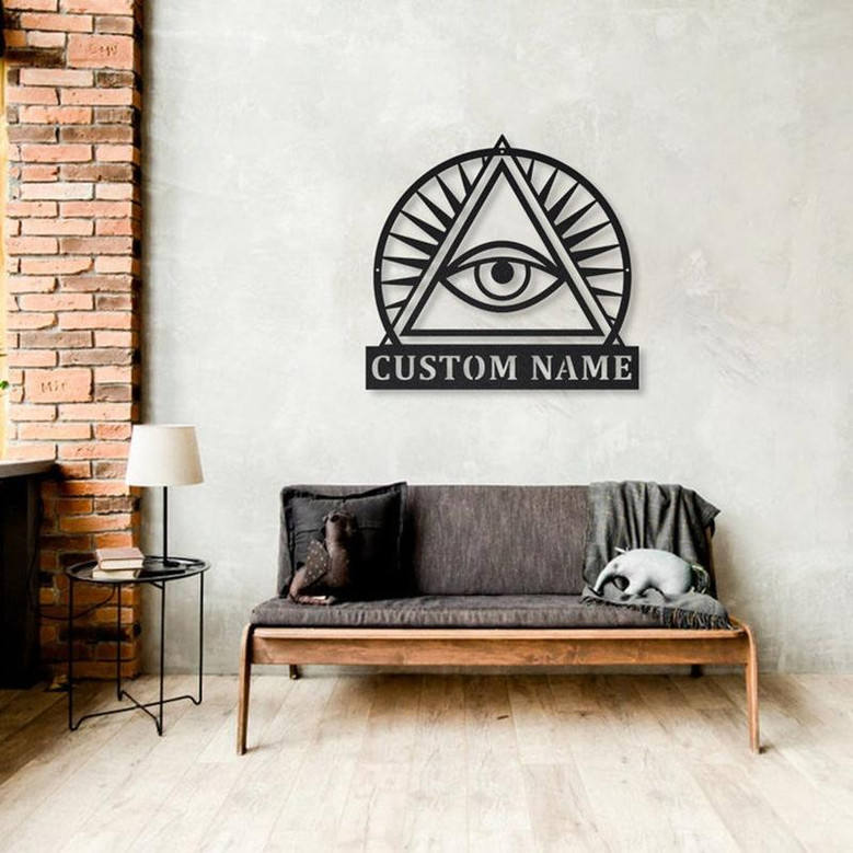 Personalized Illuminati Monogram Metal Sign Art , Custom Illuminati Metal Sign, Illuminati Lover Sign Decoration For Living Room