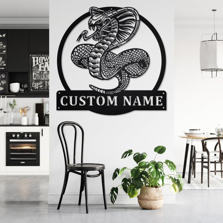 Custom Cobra Snake Metal Wall Art, Personalized Cobra Snake Name Sign Decoration For Room, Cobra Snake Home Decor, Custom Cobra Snake
