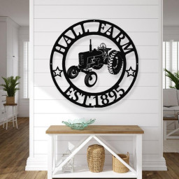 Tractor Family Name Sign | Personalized Metal Sign | Antique Tractor | Gifts, Metal Tractor Sign