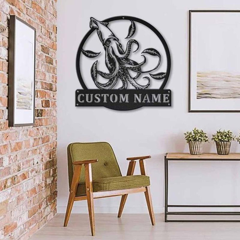 Personalized Giant Squid Metal Sign Art | Custom Giant Squid Metal Sign | Giant Squid Gifts Funny | Hobbie Gift | Decor Decoration