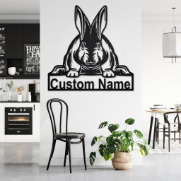 Custom Rabbit Metal Wall Art, Personalized Rabbit Name Sign Decoration For Room, Rabbit Home Decor, Custo Rabbit, Rabbit Metal Wall Decor