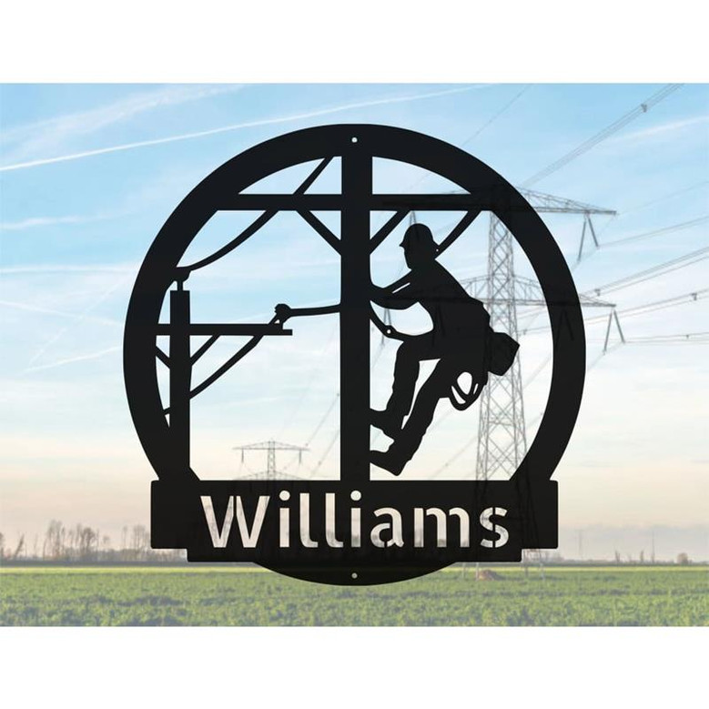Personalized Lineman Metal Cut Out Signs - Lineman Gift Plasma Cut Signs - Lineman Custom Cut Metal Signs