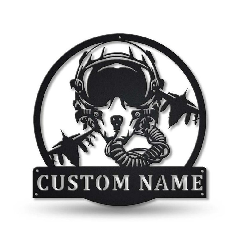 Personalized Fighter Pilot Metal Sign Art | Custom Fighter Pilot Monogram Metal Sign | Fighter Pilot Gifts | Job Gift | Decor Decoration