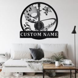 Custom Banjo Metal Wall Art, Personalized Banjo Name Sign Decoration For Room, Banjo Home Decor, Custom Banjo, Banjo Musical Instrument