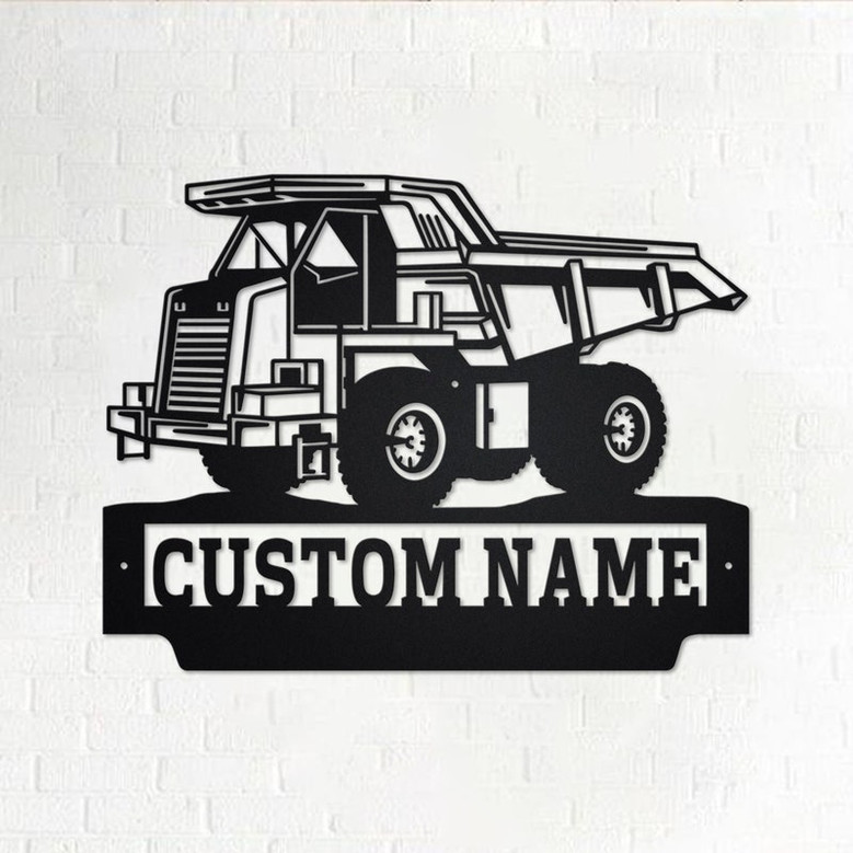 Custom Mining Truck Metal Wall Art, Personalized Mining Truck Name Sign Decoration For Room, Mining Metal Home Decor, Custom Mining Truck