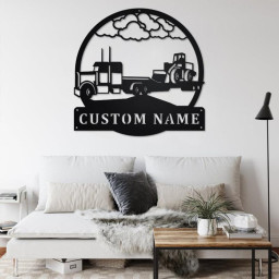 Custom Semi Loader Truck Metal Wall Art, Personalized Truck Driver Name Sign Decoration For Room, Semi Loader Truck Home Decor,Custom Truck