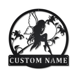 Personalized Fairy Monogram Metal Sign Art , Custom Fairy Metal Sign , Fairy Lover Sign Decoration For Living Room
