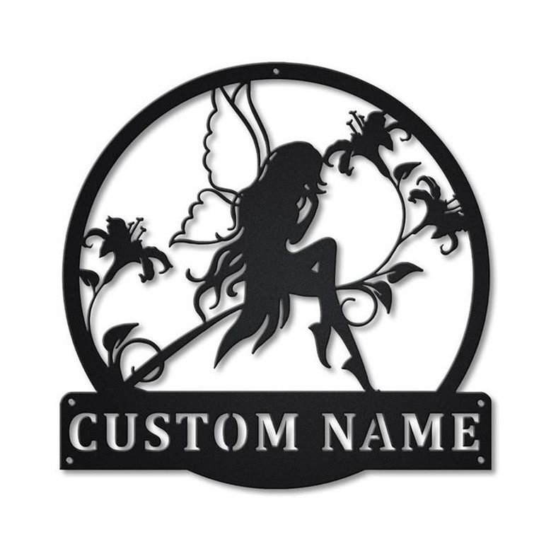 Personalized Fairy Monogram Metal Sign Art , Custom Fairy Metal Sign , Fairy Lover Sign Decoration For Living Room