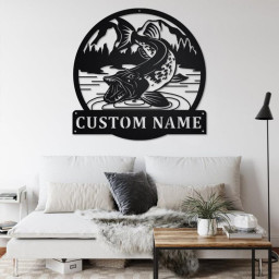 Custom Northern Pike Fish Metal Wall Art, Personalized Northern Pike Name Sign Decoration For Room, Northern Pike Home Decor, Custom Fish
