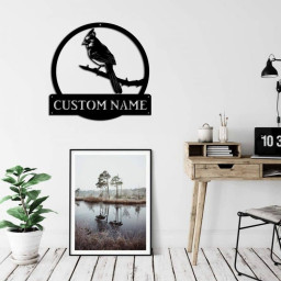 Personalized Cardinals Birds Monogram Metal Sign Art Custom Cardinals Birds Metal Sign Cardinals Birds Lover Sign Decoration For Living Room