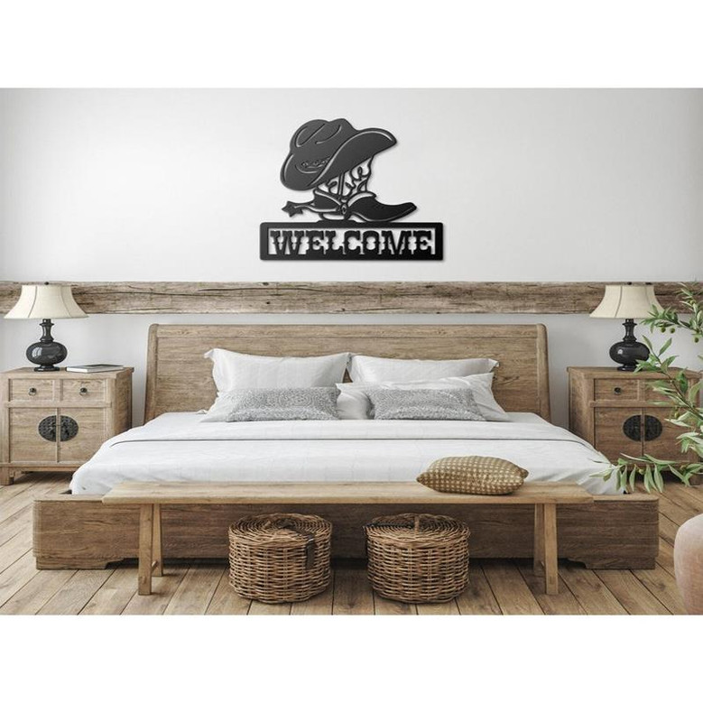 Western Metal Welcome Sign Front Door Decor