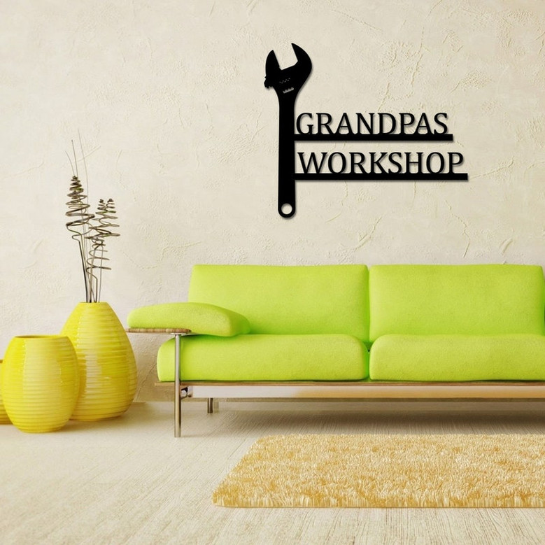 Grandpa's Workshop Sign, Crescent Wrench & Hammer art, Gift for Grandpa, Woodworker Sign, Custom Workshop Sign, Grandpa Gift, Workshop Sign