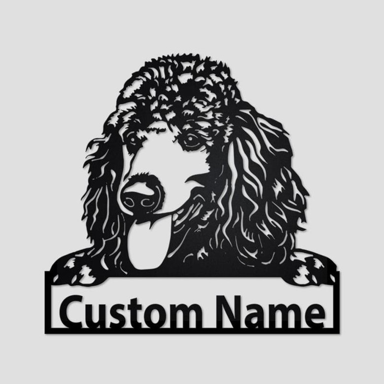 Personalized Poodle Dog Cut Metal Sign, Dog Lover Custom Name Metal Wall Art, Laser Cut Metal Signs Poodle Dog