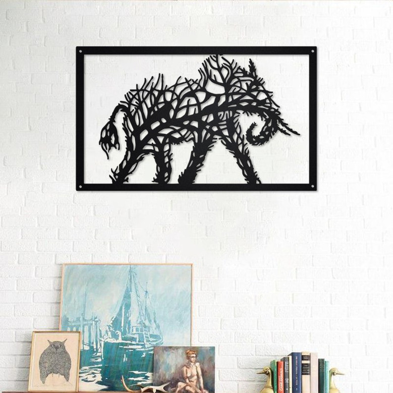Elephant Tree Metal Sign | Elephant Tree Metal Wall Art | Elephant Tree Metal wall Decor | Elephant Lover Gift | Elephant Tree Decor