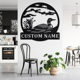 Custom Loon Wildlife Metal Wall Art, Personalized Loon Duck Name Sign Decoration For Room, Loon Duck Home Decor, Custom Loon Wildlife