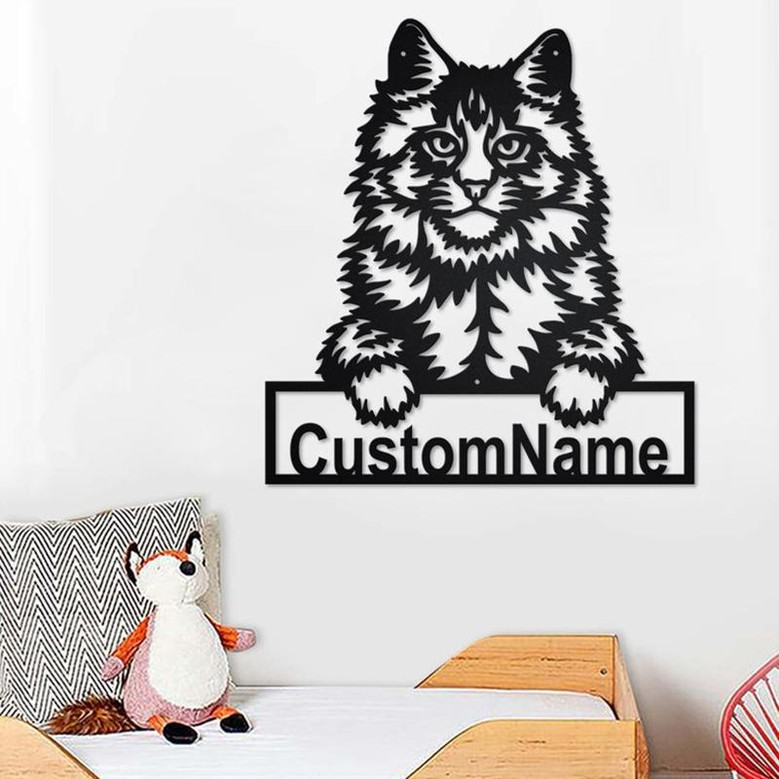 Custom Maine Coon Cat Metal Wall Art, Personalized Maine Coon Cat Name Sign Decoration For Room, Maine Coon Cat Home Decor,Custom Maine Coon