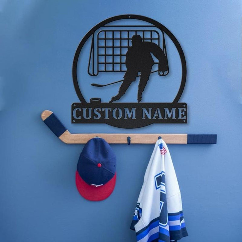 Personalized Hockey Name Monogram Metal Sign Art ,Custom Hockey Name Metal Sign, Hockey Name Lover Sign Decoration For Living Room