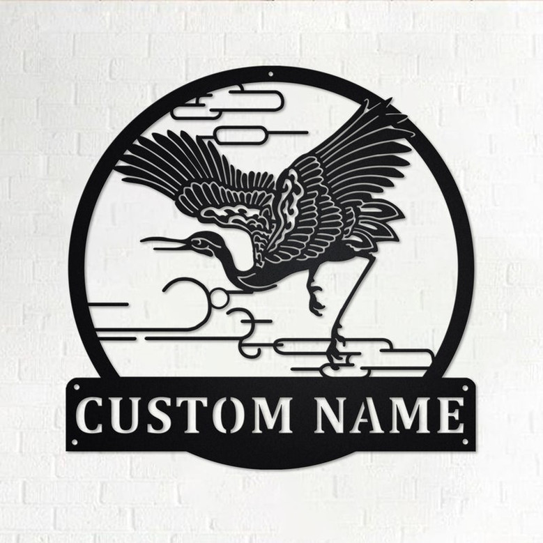 Custom Crane Bird Metal Wall Art, Personalized Crane Name Sign Decoration For Room, Crane Home Decor, Custom Crane, Crane Animal Lover
