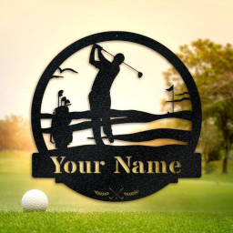 Men's Golf Custom Monogram Metal Sign, Wall Art Decor, Personalized Metal Sign