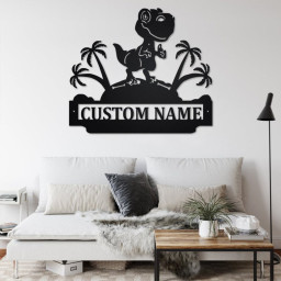Custom Baby Dinosaur Metal Wall Art, Personalized Baby Dinosaur Name Sign Decoration For Room, Baby Dinosaur Home Decor,Custom Baby Dinosaur
