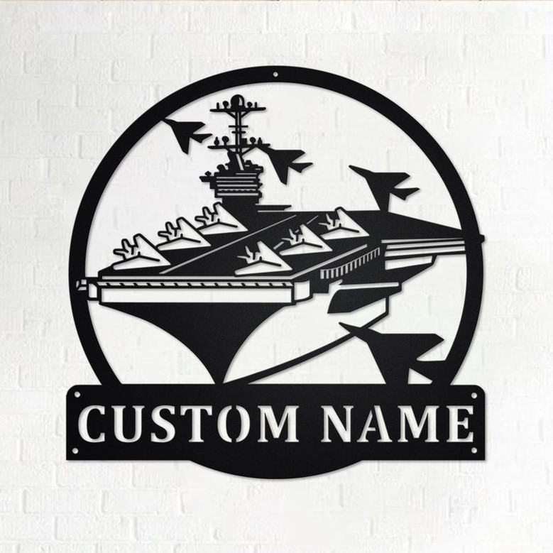 Custom Aircraft Carrier Metal Wall Art, Personalized Aircraft Carrier Name Sign Decoration For Room, Aircraft Carrier Metal Home Decor
