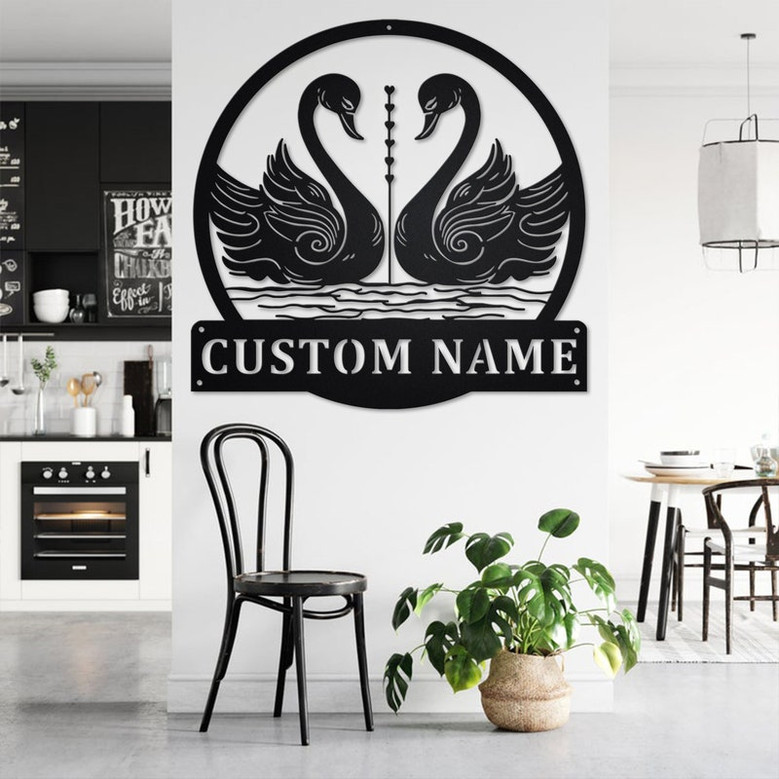 Custom Swan Couple Metal Wall Art, Personalized Swan Name Sign Decoration For Room,Swan Home Decor, Custom Swan,Swan Metal Decor,Swan Couple