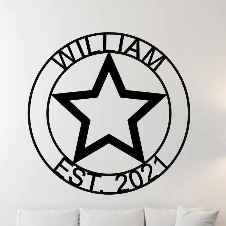 Christmas Gift, Family Name Metal Star Sign, Metal Wall Art, Housewarming Gift, Wedding Gift, Personalized Metal Wall Art, Custom Metal Sign