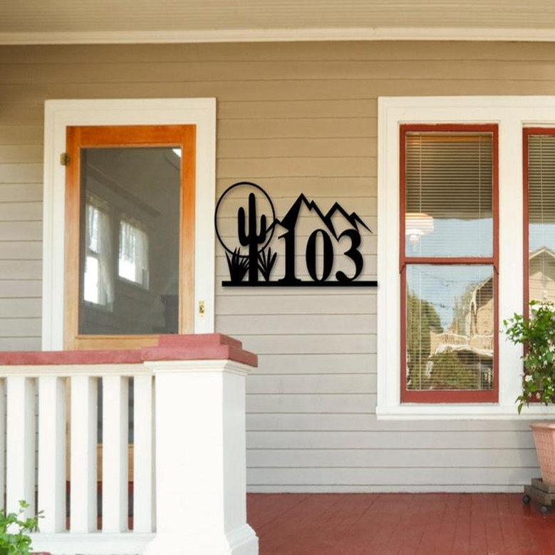 Address Sign, Metal Address Sign, House Numbers Metal, Metal Numbers, House Address Numbers, Address Sign, Cactus Sign, Western Address Sign