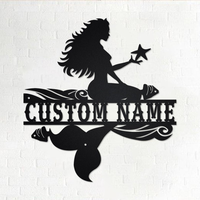 Custom Mermaid Metal Wall Art, Personalized Mermaid Name Sign Decoration For Room, Mermaid Metal Sign, Mermaid Home Decor , Custom Mermaid