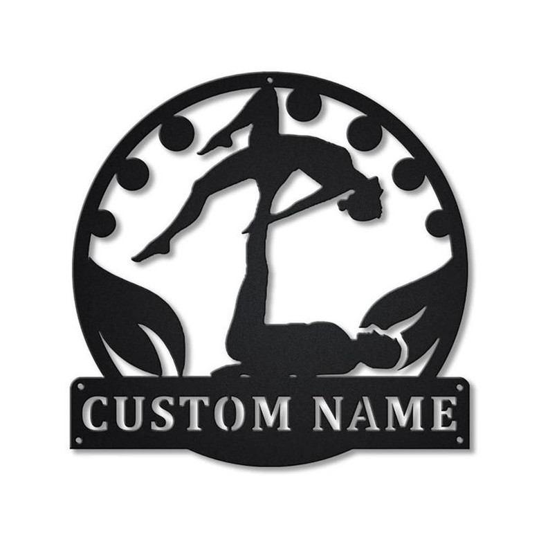Personalized Acroyoga Monogram Metal Sign Art ,Custom Acroyoga Metal Sign, Acroyoga Lover Sign Decoration For Living Room