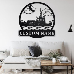 Custom Tugboat Metal Wall Art, Personalized Tugboat Name Sign Decoration For Room, Tugboat Metal Home Decor, Custom Tugboat